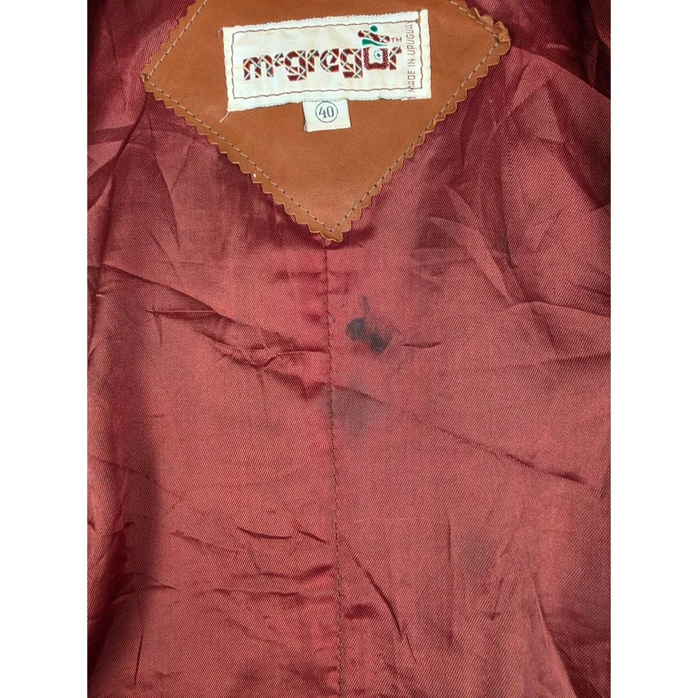 Vintage McGregor Leather Jacket Mens 40 Brown Talon Zip Bomber Fits Very Short